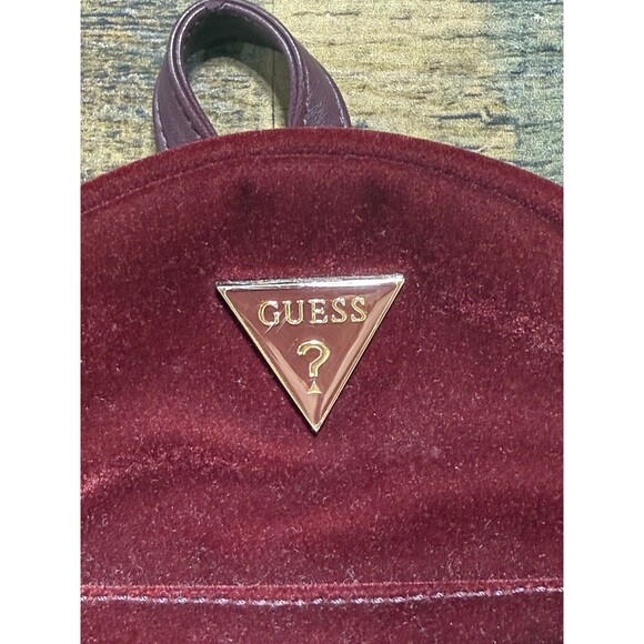 New-RARE Guess Mini Backpack Red Velvet And Gold Color Women Ships Fast!!! - Picture 13 of 16